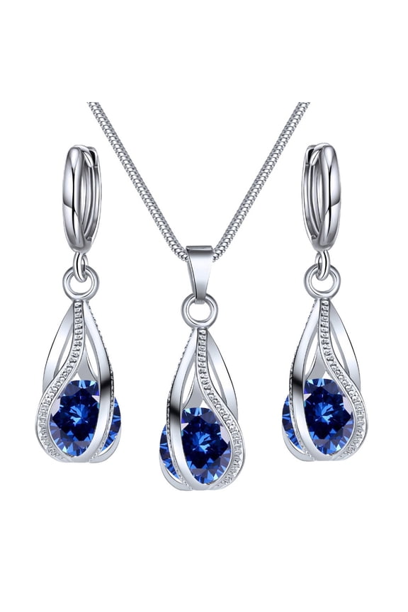 Silver Jewelry Sets for Women Rhinestone Crystal CZ Bridal Bridesmaid Accessories Necklace Earrings set for Wedding Prom Anniversary Birthday Gifts