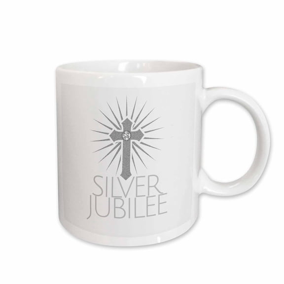 3drose, Silver Jubilee Celebration 25 Year Religious Anniversary, 15oz Mug
