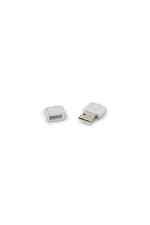 Silver Keychain Memory Card Reader Works Effortlessly on Mac & PC for Data transfer