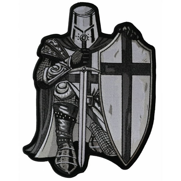 Silver Knight Christian Biker Patch for Jackets and Vests