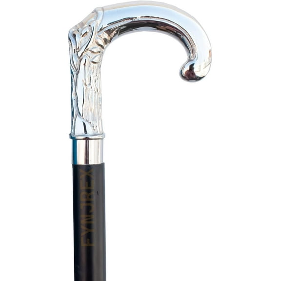 Silver Knob Brass Walking Cane – Elegant Black Wooden Stick Classic Gentleman’s Cane Gift