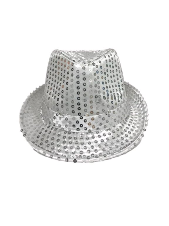 Silver LED Fedora with 14 White Lights (Each)