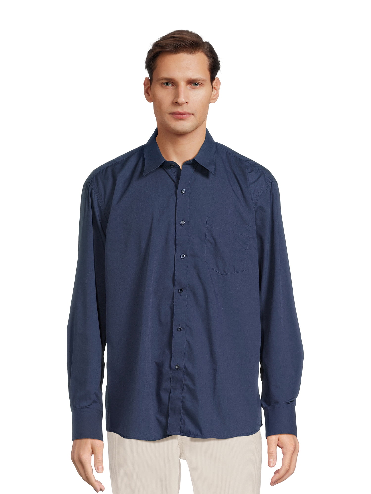 Silver Label Men’s Long Sleeve Dress Shirt with Front Chest Pocket