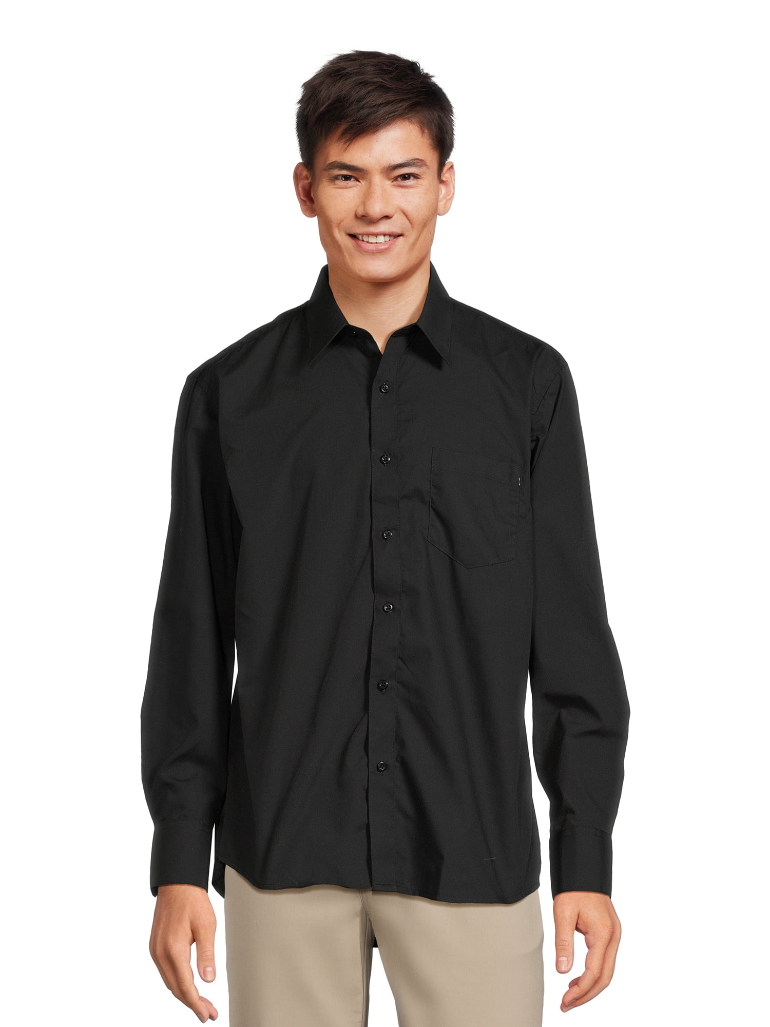 Silver Label Men’s Long Sleeve Dress Shirt with Front Chest Pocket