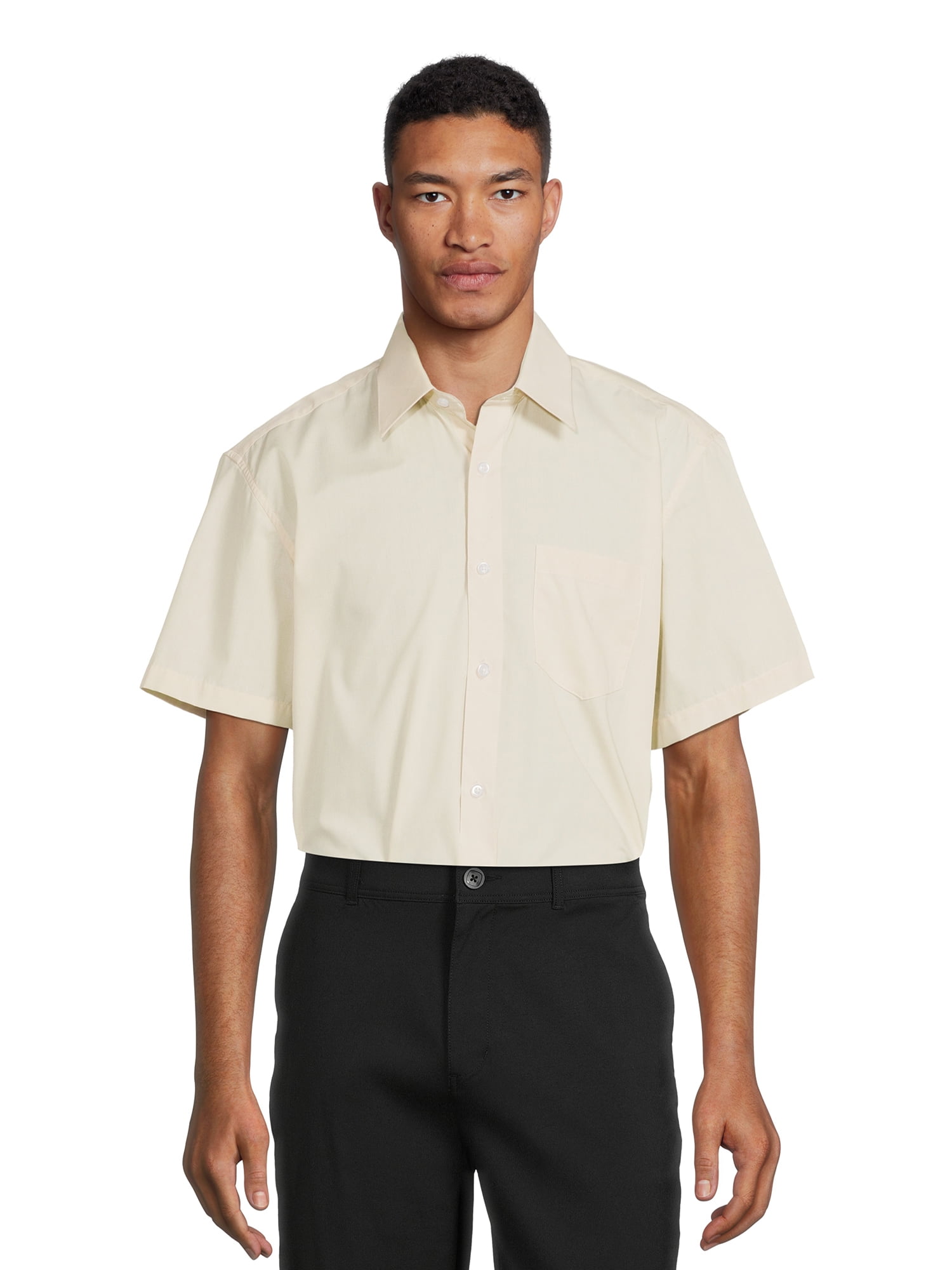 Silver Label Men's Short Sleeve Solid Dress Shirt with Chest Pocket ...