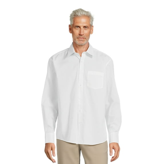 Silver Label Men’s Solid Dress Shirt with Long Sleeves, Sizes S-2XL