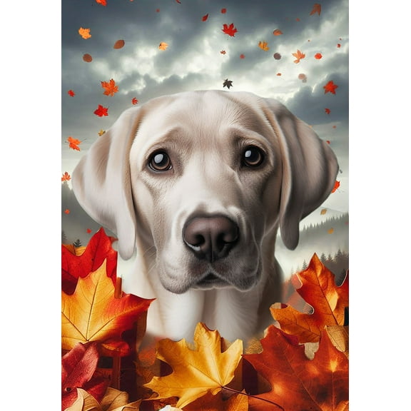 Silver Labrador - Best of Breed Fall Leaves Outdoor Garden Flag 12" x 17" Mailbox Flag Dog Flag