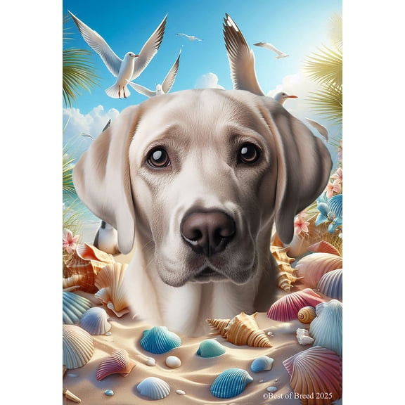 Silver Labrador - Best of Breed Summer Beach Outdoor Garden Flag 12" x 17" Mailbox Flag Dog Flag