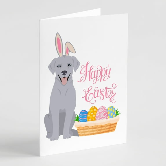 Silver Labrador Retriever Easter Greeting Cards and Envelopes Pack of 8 7 in x 5 in