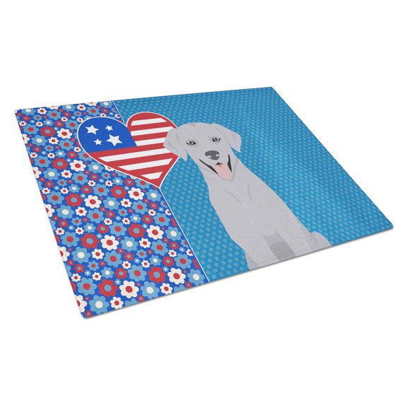 Silver Labrador Retriever Glass Cutting Board Large 12 in x 15 in