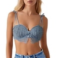 thumbnail image 1 of Silver Lace Crossback Scalloped Edge Bra for Women Comfortable Wirefree Support Soft Stretch Fabric Elegant Design Everyday Wear, 1 of 2