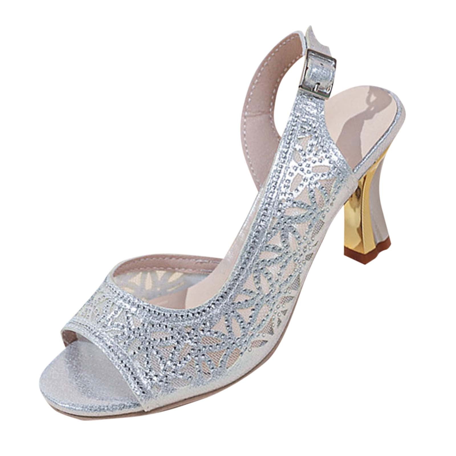 Mesh Round-Headed High Heels Sandals