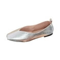 thumbnail image 1 of Silver Ladies Mary Jane Shoes Soft Leather Comfortable Flat Square Toe Casual Versatile Fashion Wear, 1 of 9