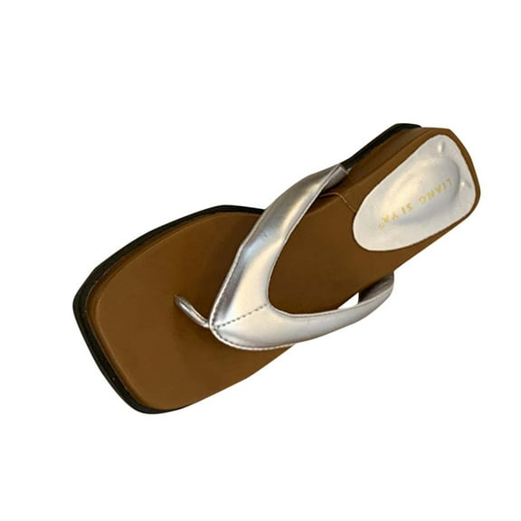 Silver Ladies Stylish Versatile Flat Toe Sandals For Warm Weather