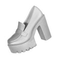 thumbnail image 1 of Silver Ladies Summer Thick Bottom Deep Mouth Leather Shoes With Durable Build For Daily Wear And Tear, 1 of 5