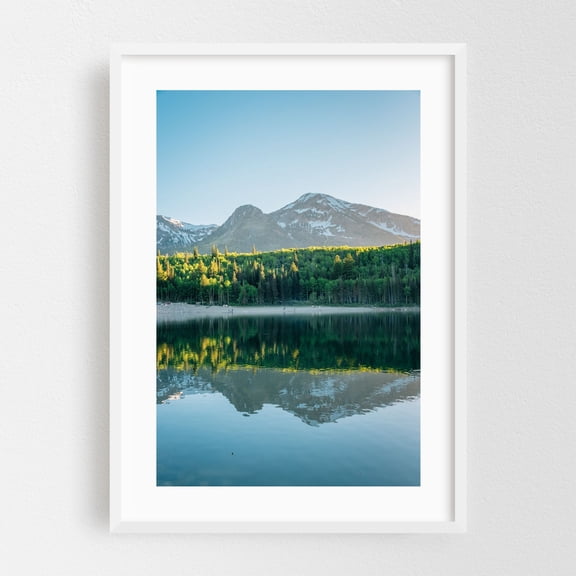 Silver Lake Flat Reservoir 03 - Utah Photography Landscape Nature Mountain Forest Scenic Lake White Framed Wall Art Print 5 x 7 inches