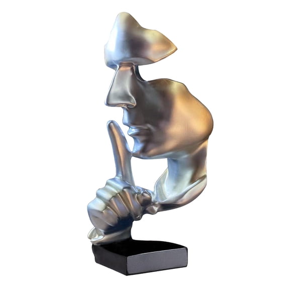Silver Large Abstract Resin Figurine Home Office Decor