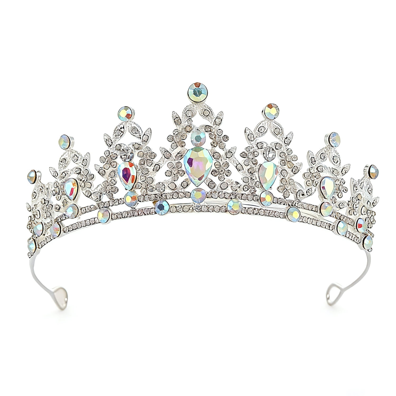 Silver Leaf Crystal Tiara Crystal Crown Tiara | Silver Leaf - David Peck main image 4