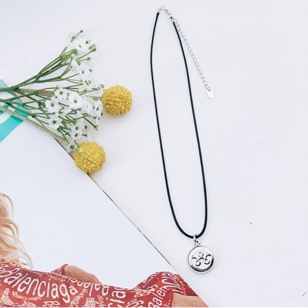 invisaWear - Silver Charm Leather Necklace - Black