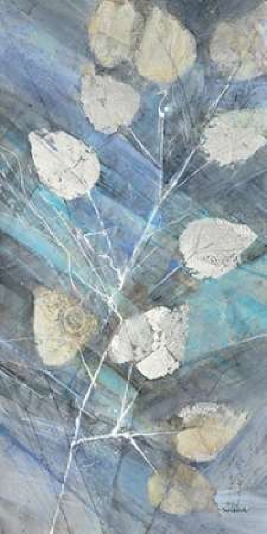 Silver Leaves II Canvas Art - Hristova Albena (24 x 48)