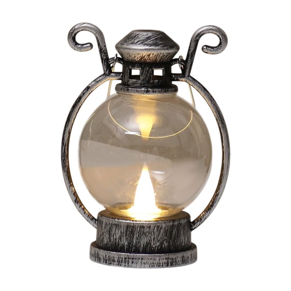 Silver Led Candle Light Electronic Flameless Retro Lantern Mini Night Light Battery Operated For Holiday Home Decor Tabletop Atmosphere Silver