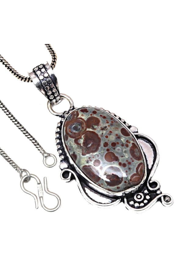 Silver Leopard Skin Jasper Gemstone Mother's Day Gifted Jewelry Pendants 2"