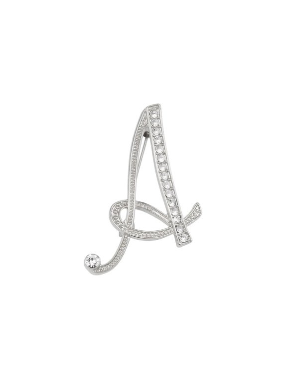 Silver Letter A Rhinestone Brooch for Women, Elegant Initial Pin for Suit Lapel & Scarf, Sparkling Jewelry Gift, brooches and pins for women A