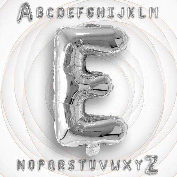 Silver Alphabet E Mylar Foil Balloon 32" - Helium or Air Inflatable Metallic Letter Balloons for Birthday, Wedding Anniversary, Grad, Corporate Party
