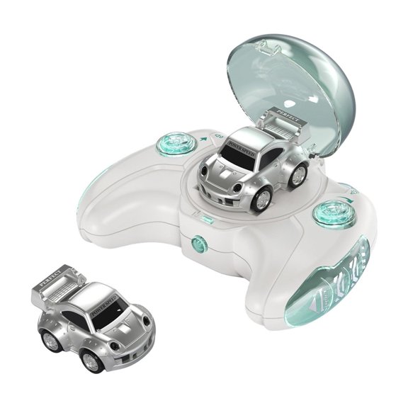 Silver Lightning Mini RC Racer, 2-in-1 Remote Control Car with USB Charging Dock, Anti-Interference LED Collectible, Hobby Grade Desktop Display