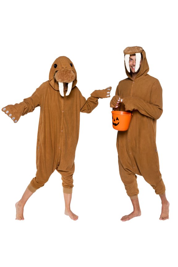 Silver Lilly Adult Walrus Animal Costume Plush One Piece (Brown, XX-Large)