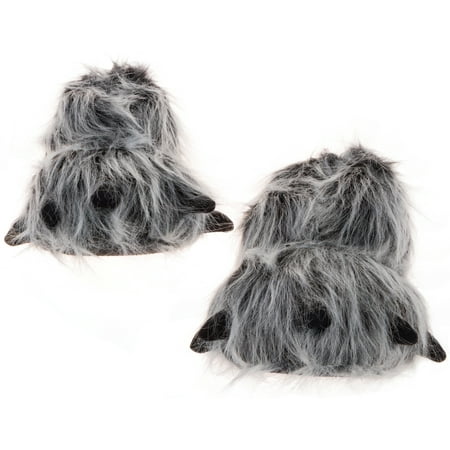 Silver Lilly Bear Paw Animal Slippers - Novelty House Shoe (Gray, Small)