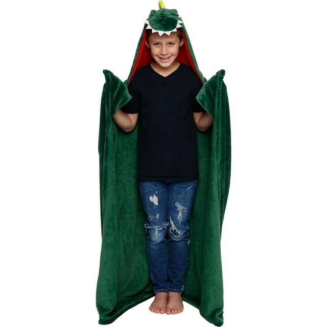 Silver Lilly Dinosaur Wearable Hooded Blanket Soft Fleece Animal Wrap