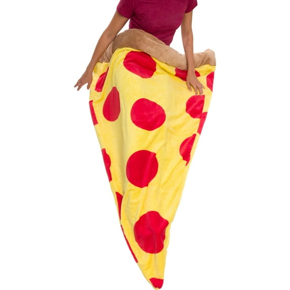 Silver Lilly Food Shaped Sleeping Bag Blanket - Novelty Wearable Plush Fleece Throw Blanket for Kids and Adults (Pepperoni)