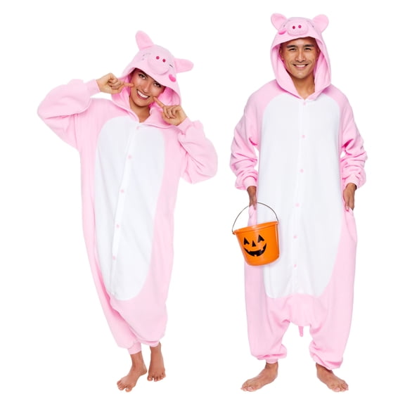 Silver Lilly Pig Costume - Plush One Piece Farm Animal Costume Cosplay (Pink, Small)