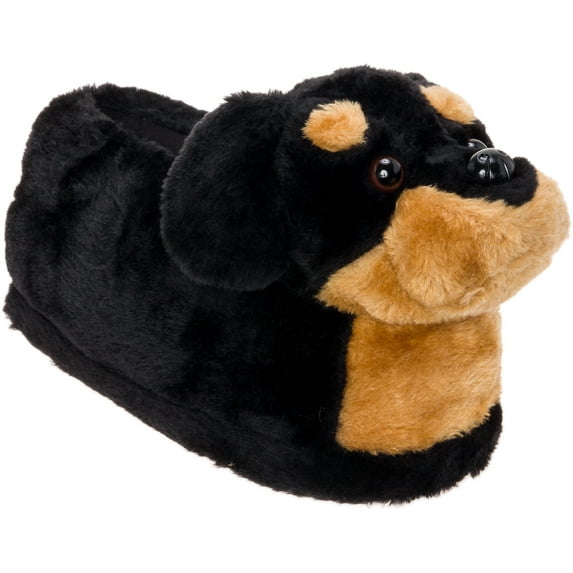 Silver Lilly Rottweiler Dog Slippers - Animal Slippers Novelty Costume (Black / Tan, Large)