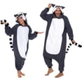 thumbnail image 1 of Silver Lilly Unisex Adult Plush One Piece Cosplay Lemur Animal Costume (Gray / White, Medium), 1 of 6