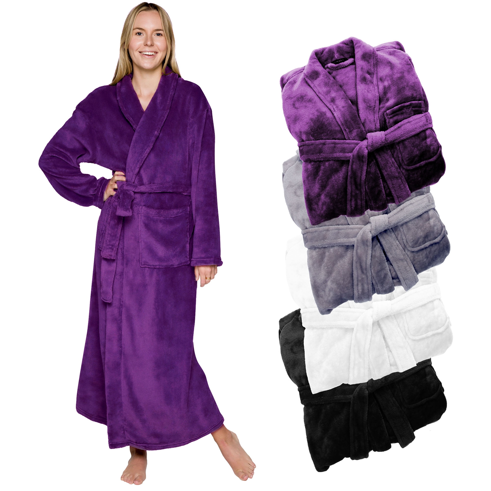 Silver Bath Robe Silver Lilly - Women's Full Length Plush Luxury Bathrobe - Walmart.com
