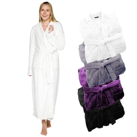 Womens Robe Shawl Collar Bathrobe (XX Large/XXX Large, Powder White)