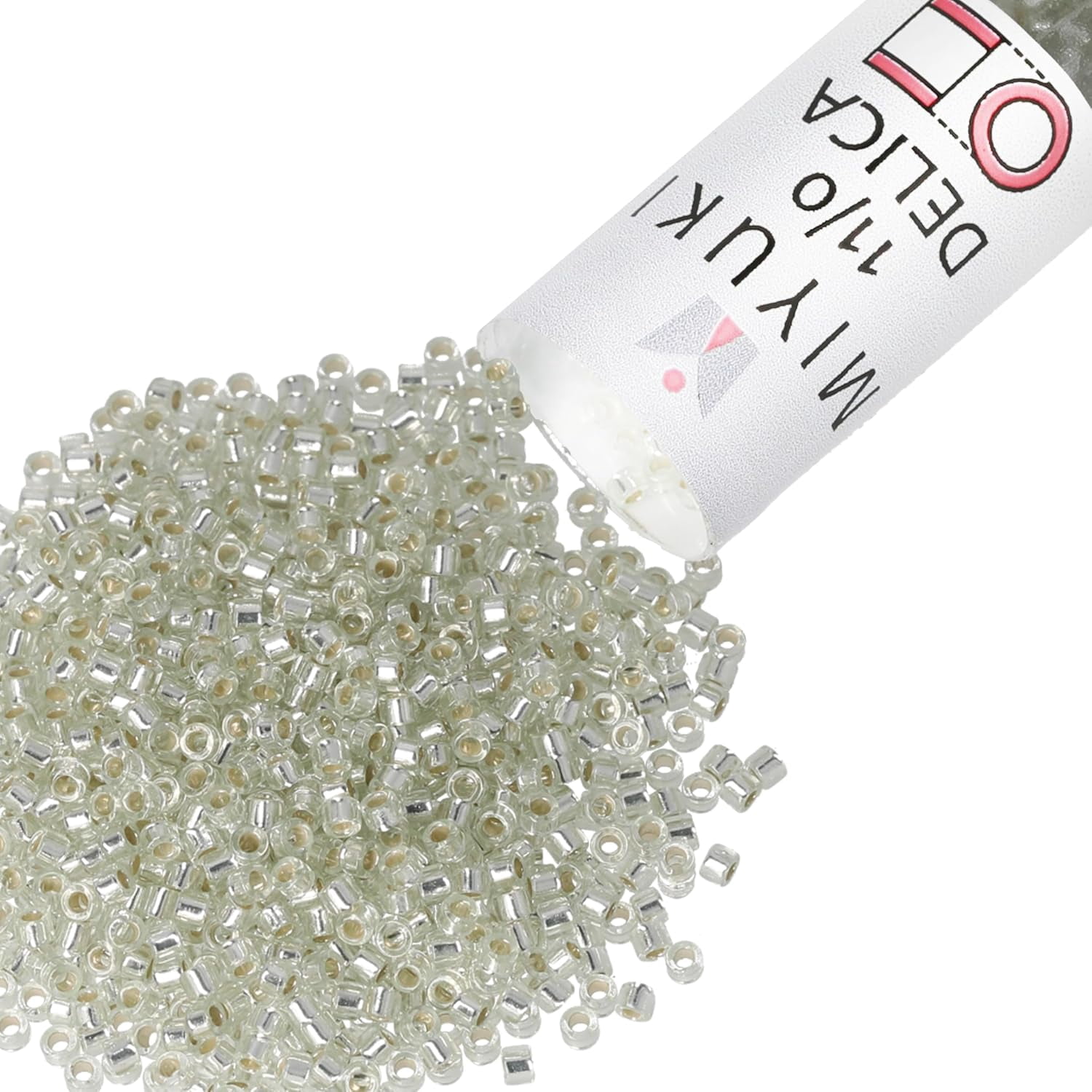 Miyuki Delica Seed Beads – Size 11/0 (1.6 mm), DB1431, Silver-Lined Pale Moss Green, 7.2 g, Approx. 1440 Beads