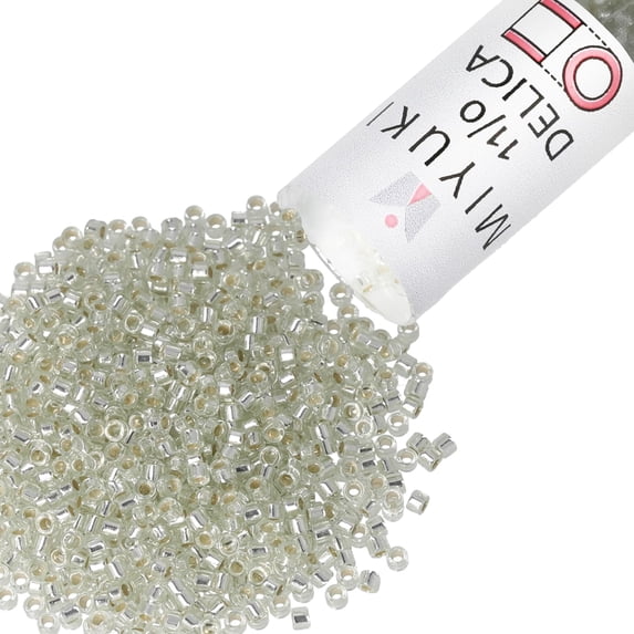 Miyuki Delica Seed Beads – Size 11/0 (1.6 mm), DB1431, Silver-Lined Pale Moss Green, 7.2 g, Approx. 1440 Beads