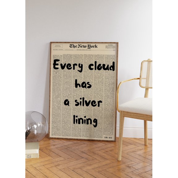 Silver Lining Typography Poster Unframed Paper Print