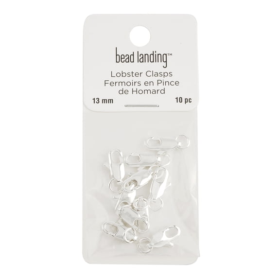Silver Lobster Claw Clasps by Bead Landing – 13mm Nickel-Free Jewelry Closures in Assorted Finishes for Necklaces - Bracelets & Charms - 12 Pack