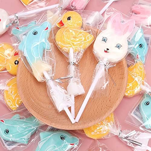 Silver Lollipop Cake Pop Treat Bag Set Including 100pcs Parcel Bags, 100pcs Papery Treat Sticks, 100pcs Colorful Metallic Twist Ties for Making Lollipops, Cake Pops, Candies, Chocolates and Cookies