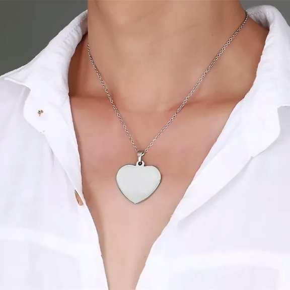 Silver Love Heart Pendant Women's 316L Stainless Steel Wedding Jewelry Necklace
