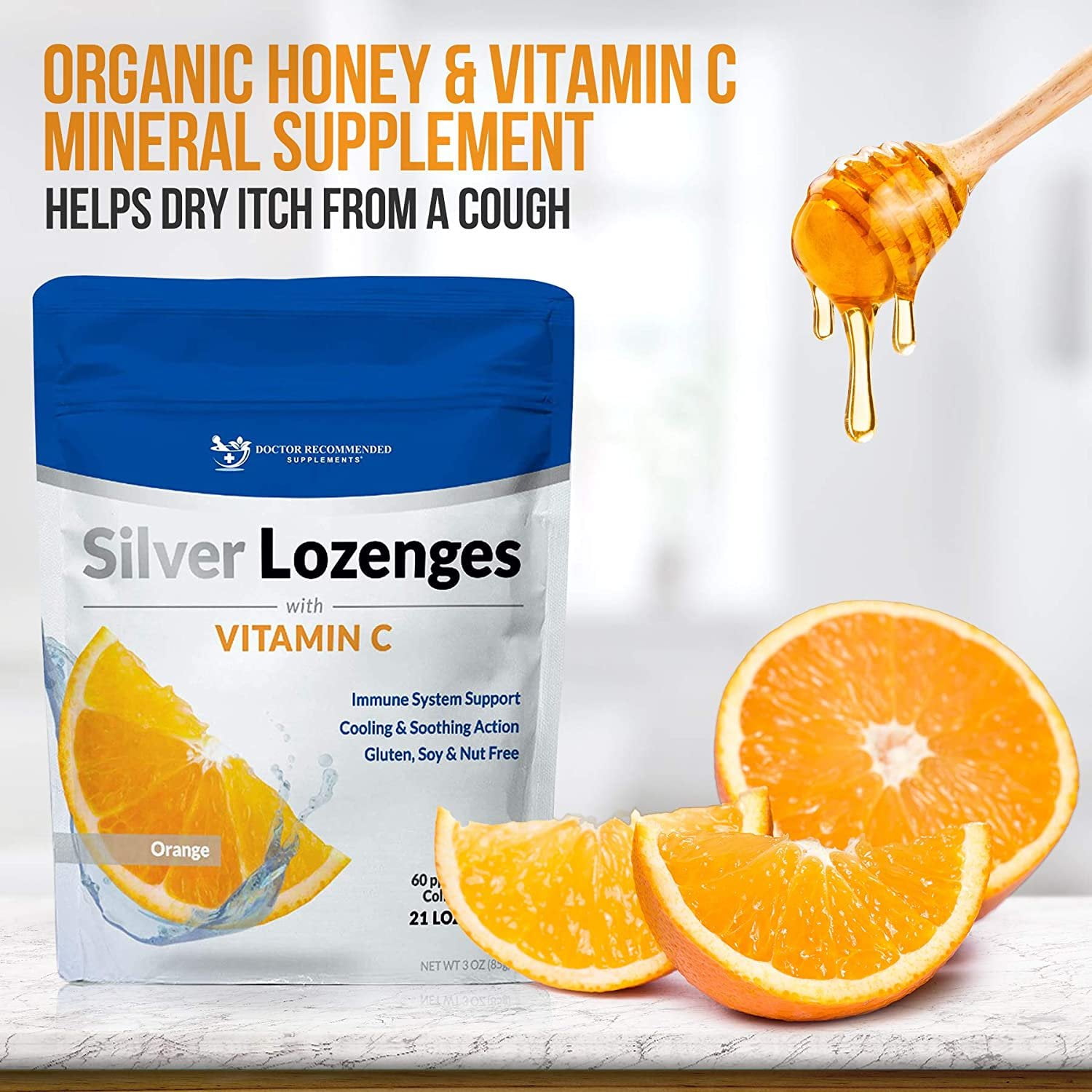 Silver Lozenges with Vitamin C Premium Nano Silver 60 PPM Colloidal