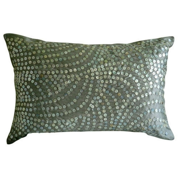Silver Lumbar Pillow Cover, Silver Pearls Pillows Cover, 12x16 inch (30x40 cm) Lumbar Pillow Cover, Rectangle Silk Lumbar Pillow Cover, Contemporary Lumbar - Silver Pearls