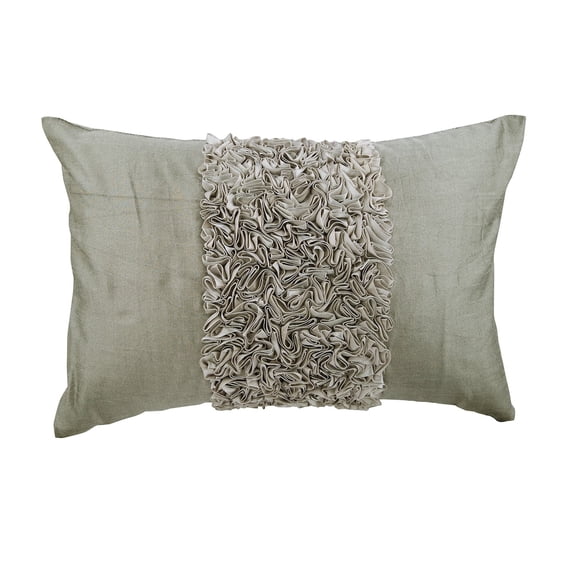 Silver Lumbar Pillow Cover, Textured Ribbon Lumbar Pillow Cover, 12x20 inch (30x50 cm) Lumbar Pillow Cover, Modern Lumbar Pillow Cover, Rectangle Silk - Vintage Silver Love