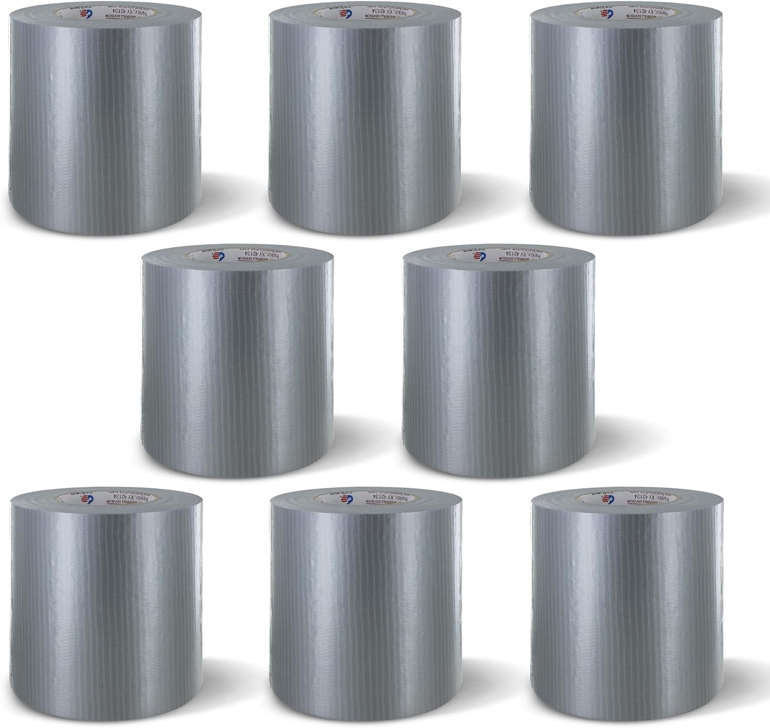 Silver M600 Professional Grade wide duct tape 6 inch x 60 yd - 9 mil | Poly-Coated Spike Tape for Packaging, Bundling, and Insulation | High Tensile Strength and Thin Masking Tape - 8 Pack