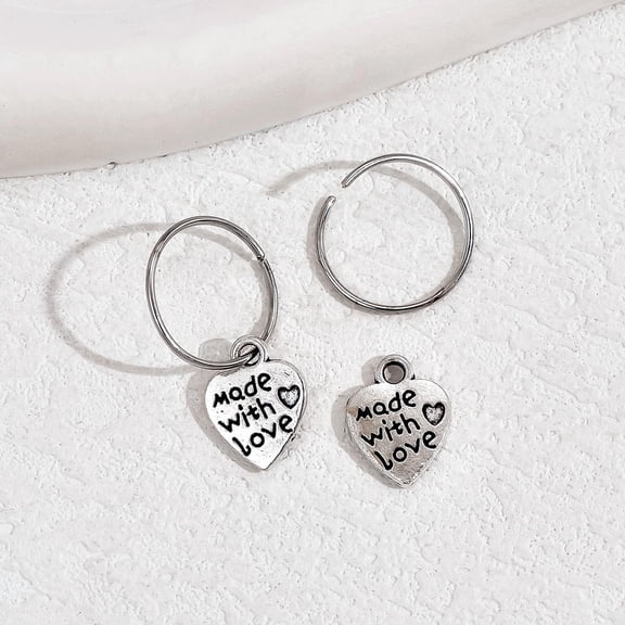 Silver Made With Statement Hoop Earring for Women Cute Earrings for Gilrs Vintage Punk Style Brass Hoop Earrings Making DIY