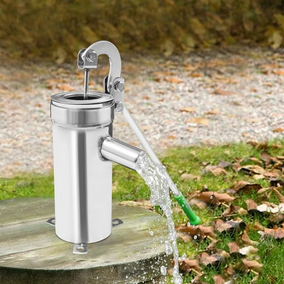 Silver Manual Water Suction Pump Well Water Pitcher Hand Water Pump Suction Pump for Homes, Gardens